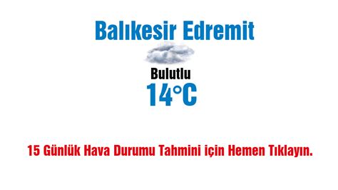 Balıkesir de 15 günlük hava durumu